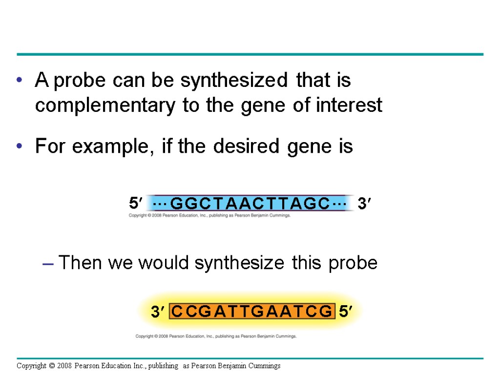 A probe can be synthesized that is complementary to the gene of interest For